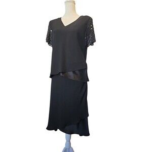 Donna Ricco 2 Pieces  Set Top/skirt  Asymmetrical  Sequins Black Sz 12  Formal
